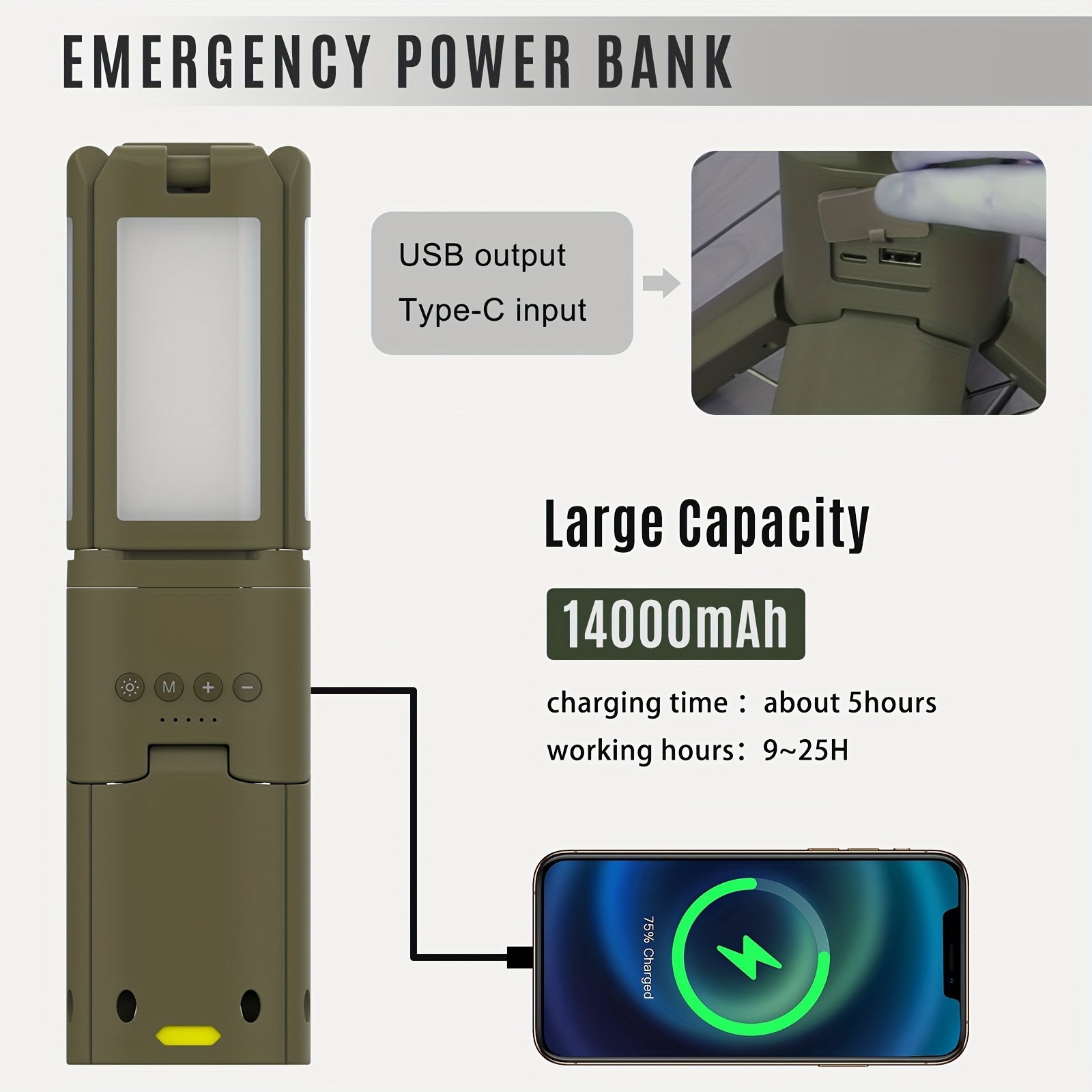 Camping Lantern, 14000mAh Rech - Outdoor Camping Lighting recensione e prezzo