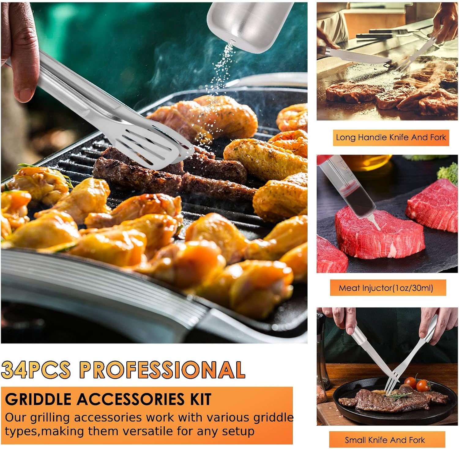 34Pcs BBQ Grilling Tools Set,  - Outdoor Camping Set recensione e prezzo