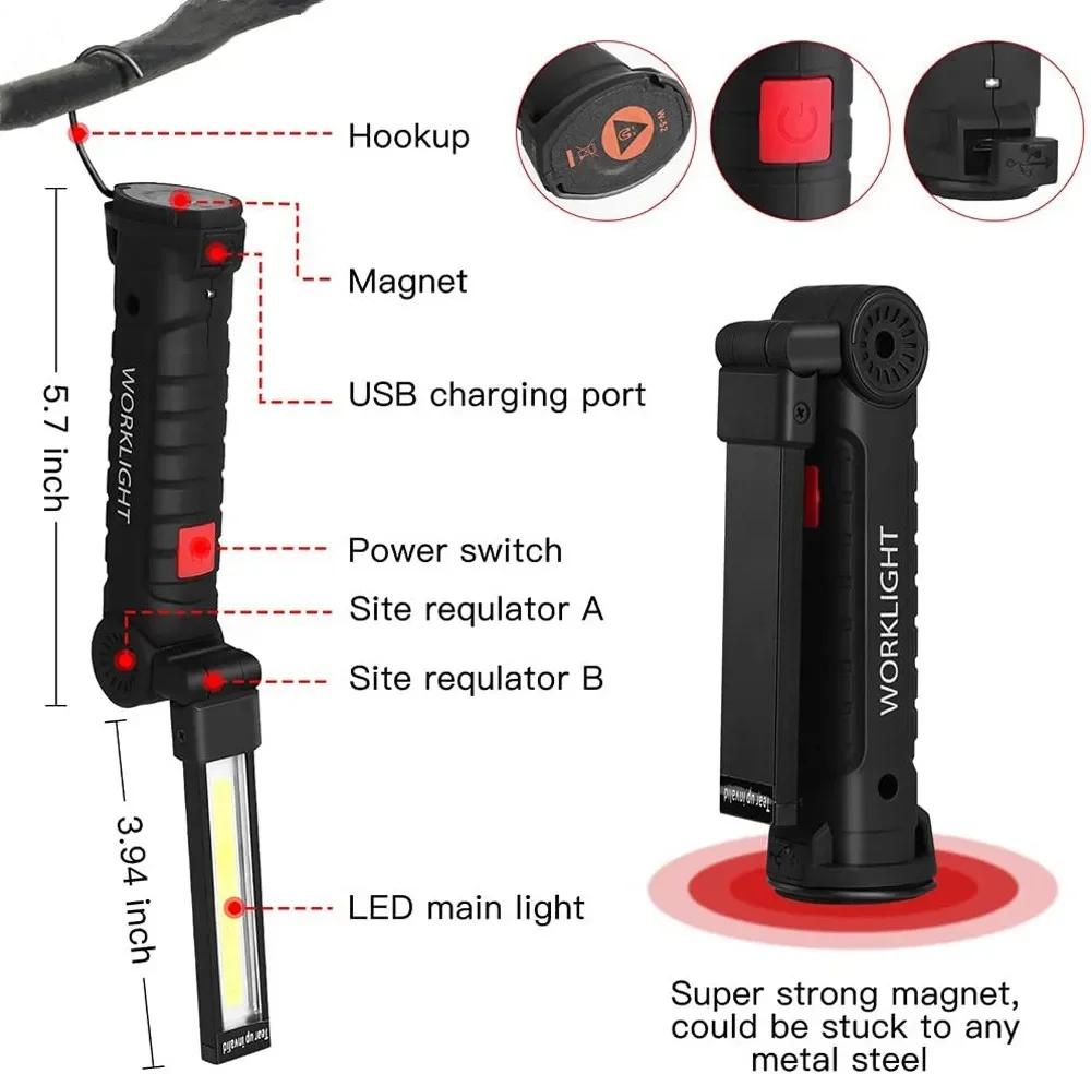 Portable COB LED Flashlight US - Outdoor Camping Lighting recensione e prezzo