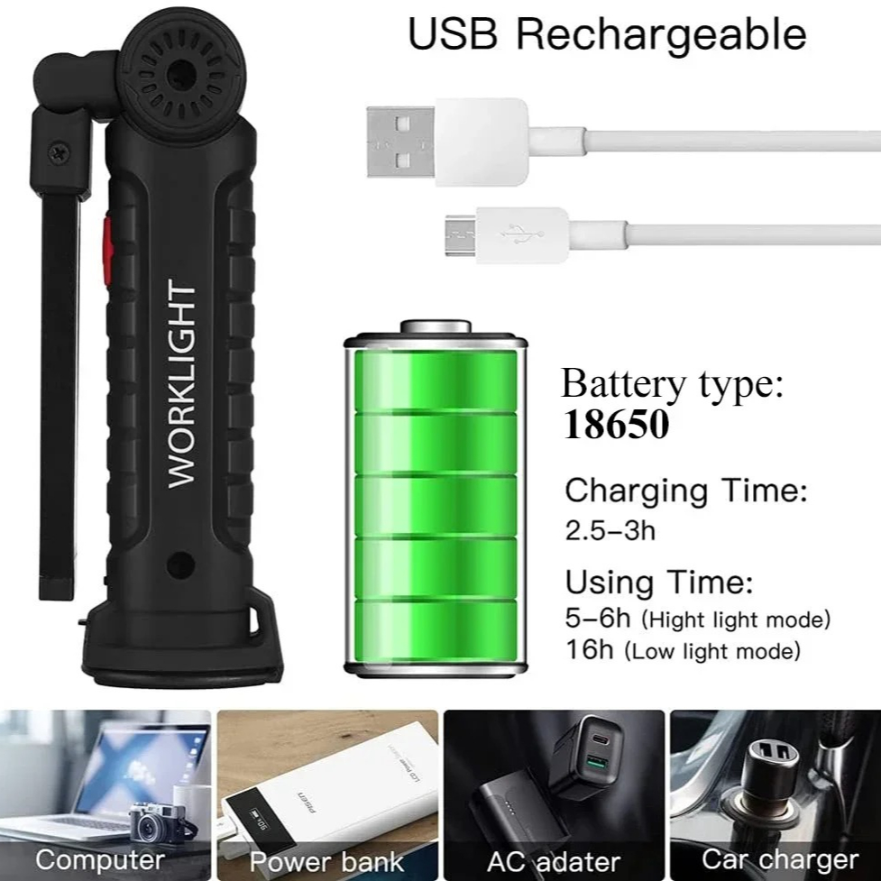 Portable COB LED Flashlight US - Outdoor Camping Lighting recensione e prezzo