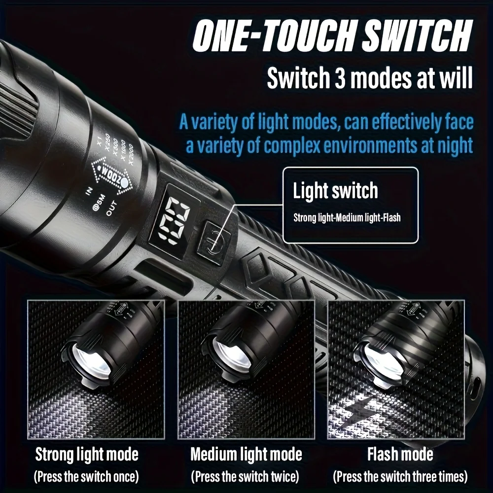 Tactical LED Flashlight 2000LM - Outdoor Camping Glamping recensione e prezzo
