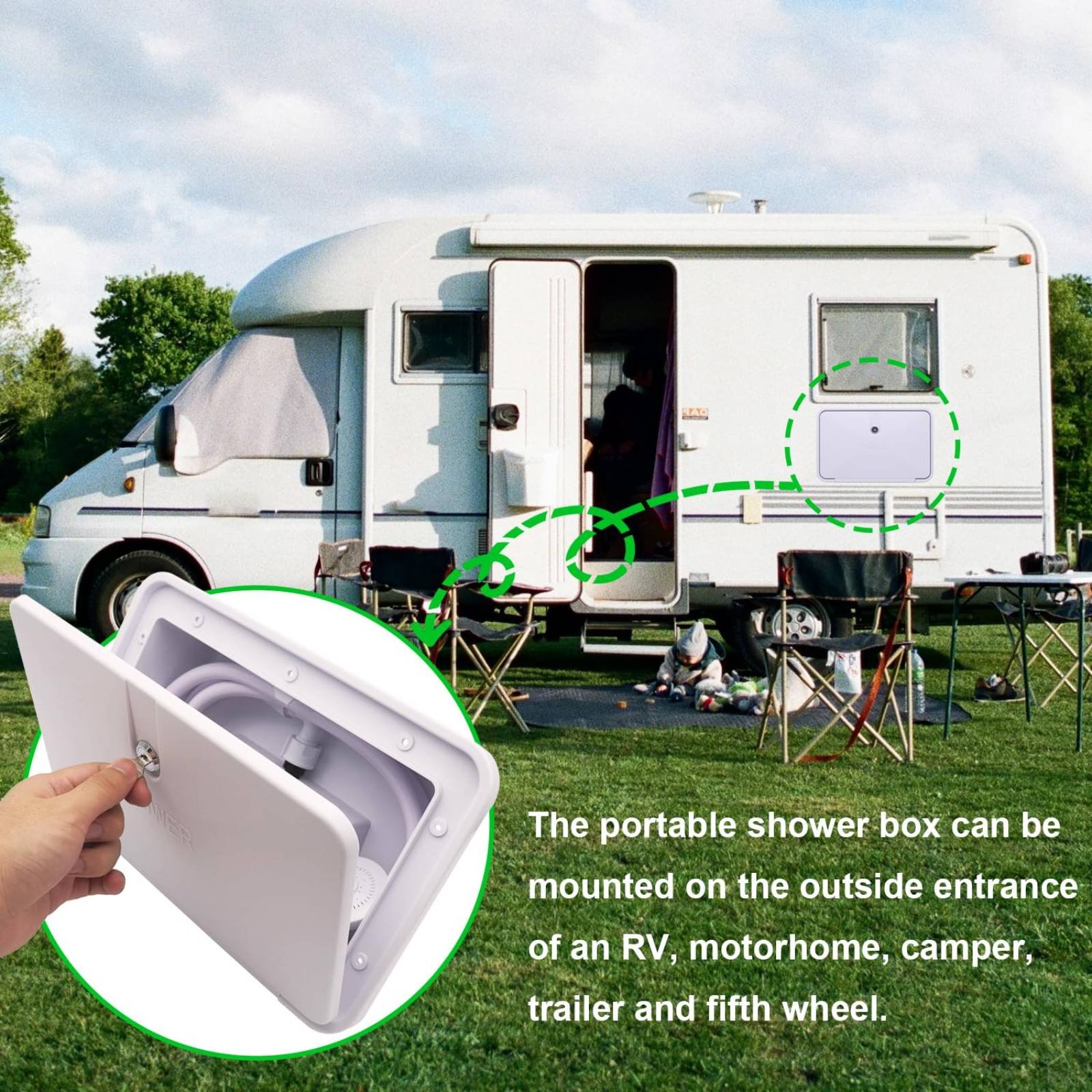 RV Exterior Shower Box Compact - Outdoor Camping Set recensione e prezzo