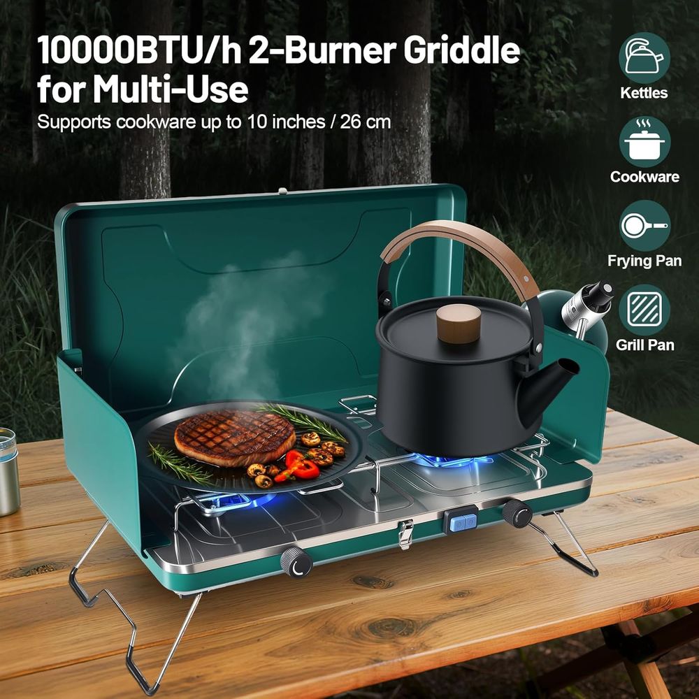 Portable 20,000 BTU Dual Burne - Outdoor Camping Burner recensione e prezzo