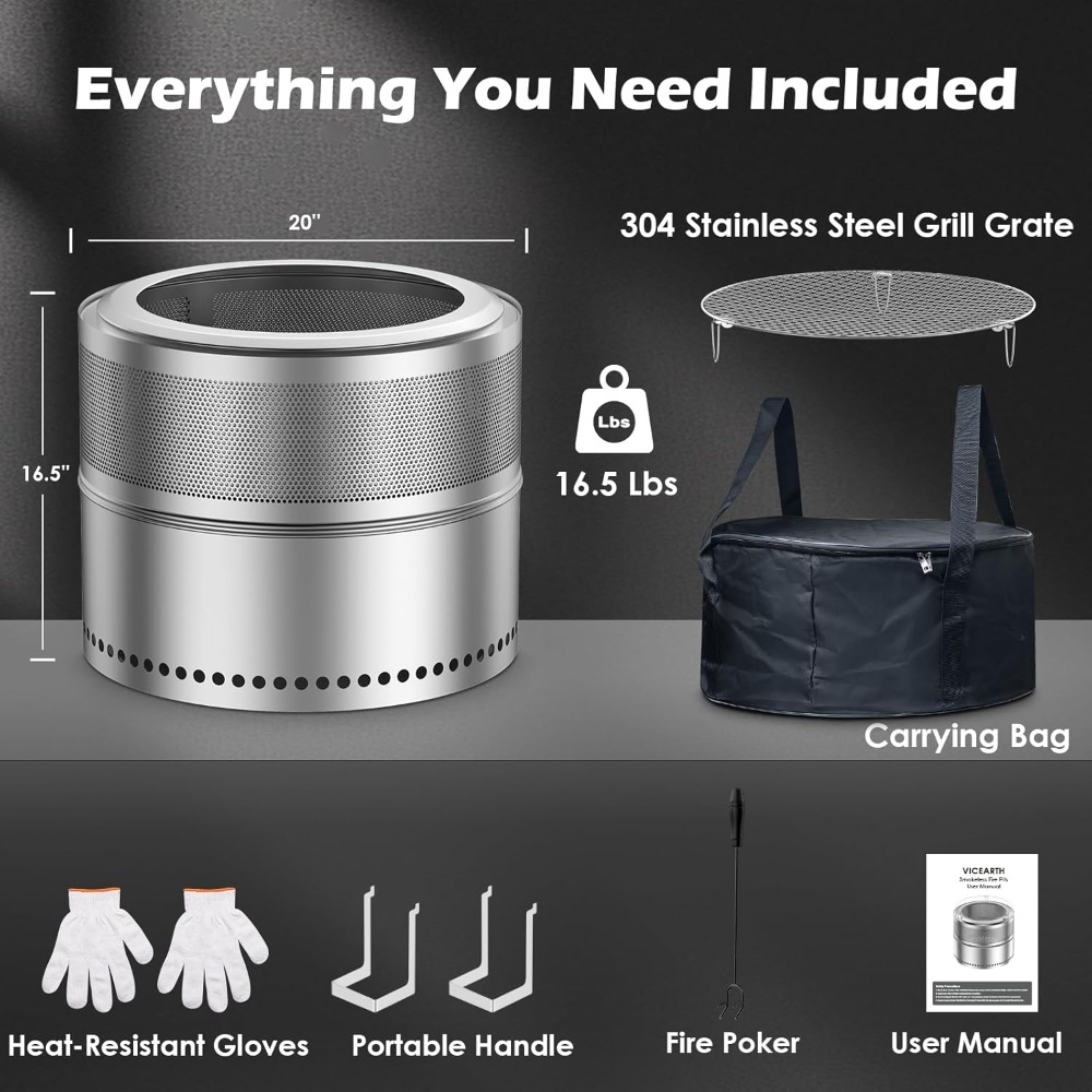 Smokeless Fire Pit Outdoor, 20 - Outdoor Camping Fire recensione e prezzo