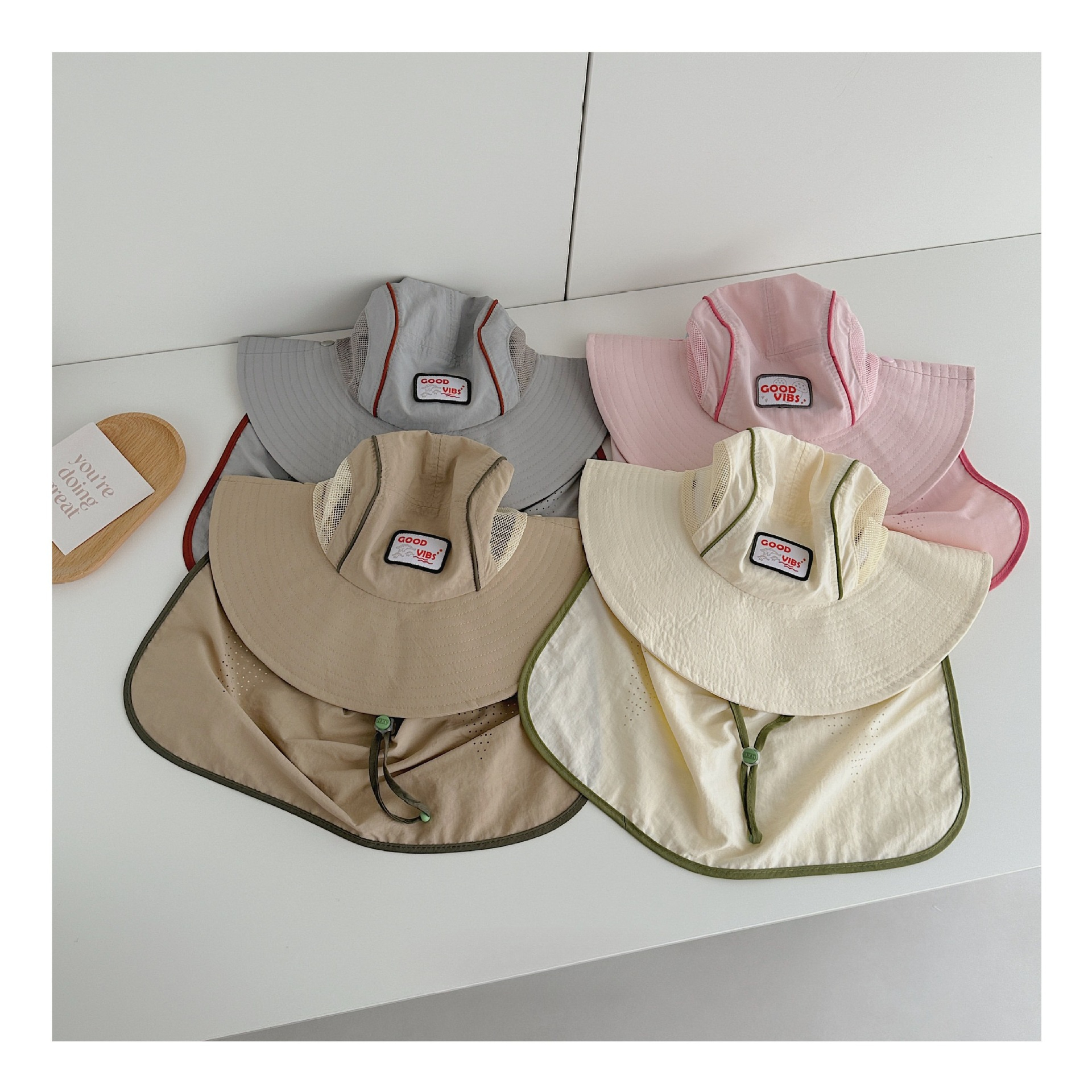 baby boys girls Stitching Mesh - Camping Outdoor Quick Drying Sun Neck Protection Cap Hat recensione e prezzo