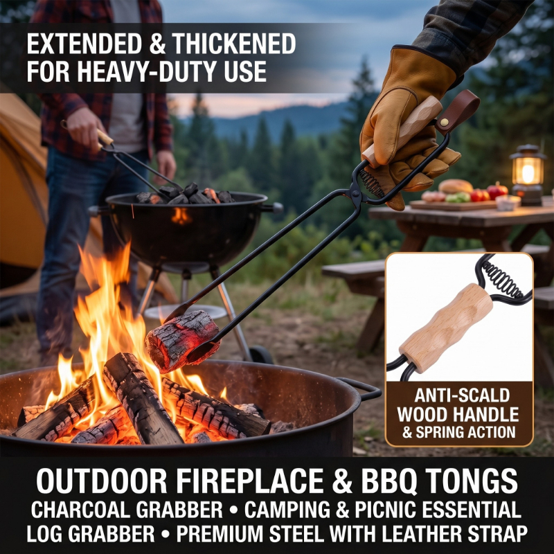 Firewood Tongs Metal Heat Resi - Outdoor Camping Fire recensione e prezzo